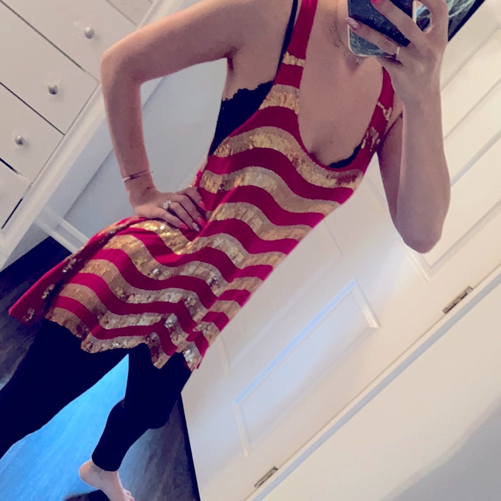Bebe pink and cold tank top tunic